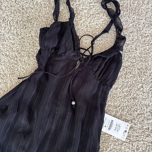 Zara Black Metallic Thread Midi Dress